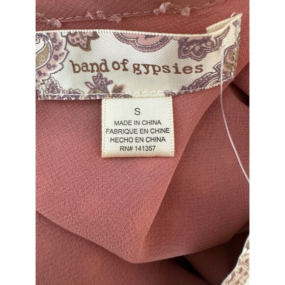 NWT Small Band Of Gypsies Blush Mauve Polka Dot Blouse Polyester - Picture 2 of 12